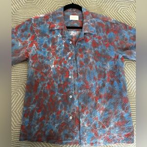 Aime Leon Dore Tie Dye Short Sleeve Seersucker Button Down